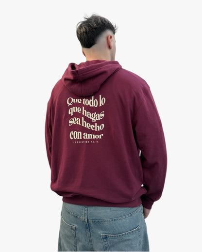 Sudadera hombre color burdeos